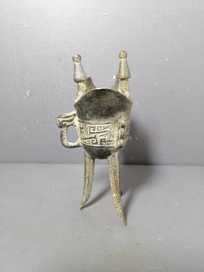 Old Chinese bronze copper handmade high Corner cup Wine glass wine cup