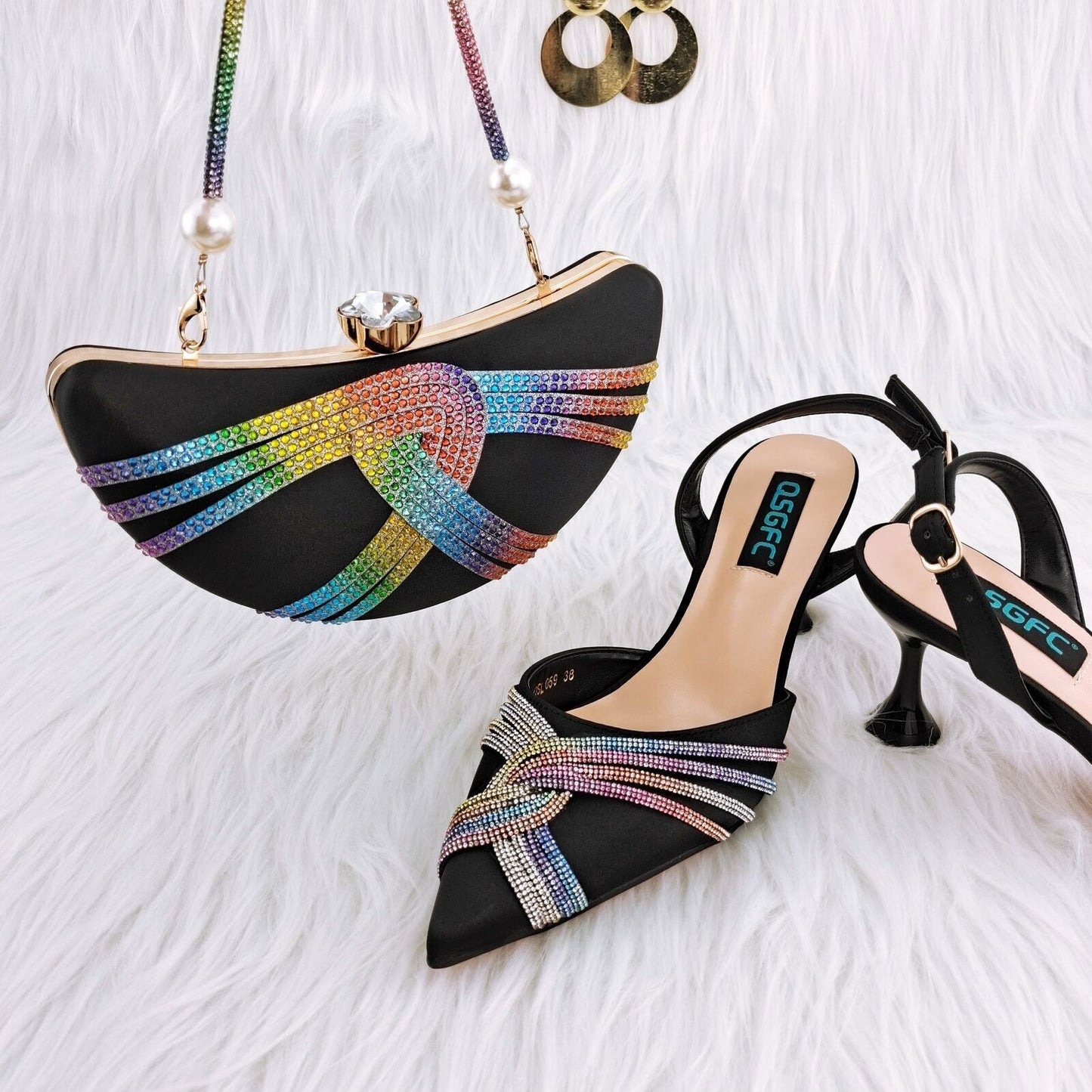 With Cashew Bag Exquisite Banquet Ladies Shoes And Bag