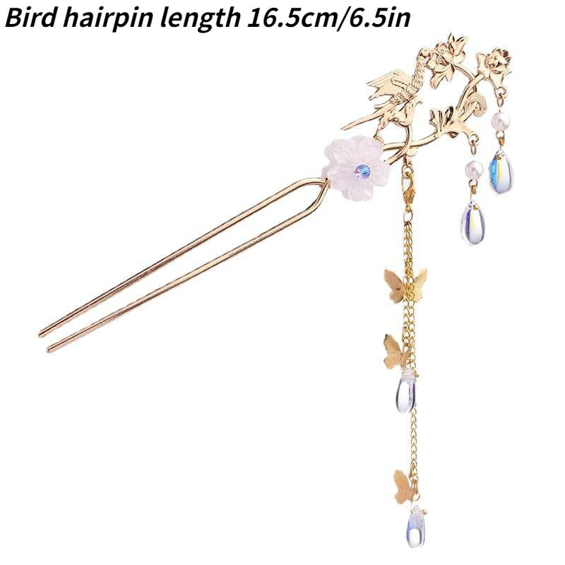 Handmade Tiara Hairpin Flower Fringe Kanzashi Step Shake Headdress Hair Clip