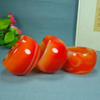 1pc 6.6cm Chinese Natural Red Jade Tea Cup Wine Bowl Kung Fu Tea Set Home Decor