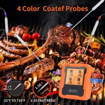 Wireless Remote Thermometer Probe BBQ Grill Kitchen Oven Food Cooking Smoke
