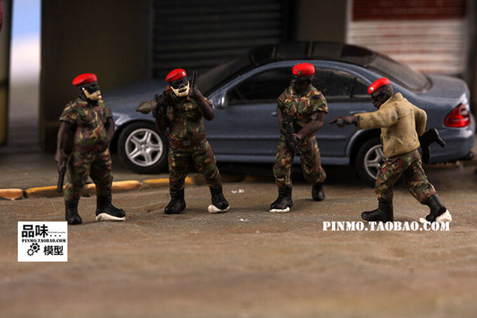 1/72 4Pcs/Set African Government Army 4-man Team Model