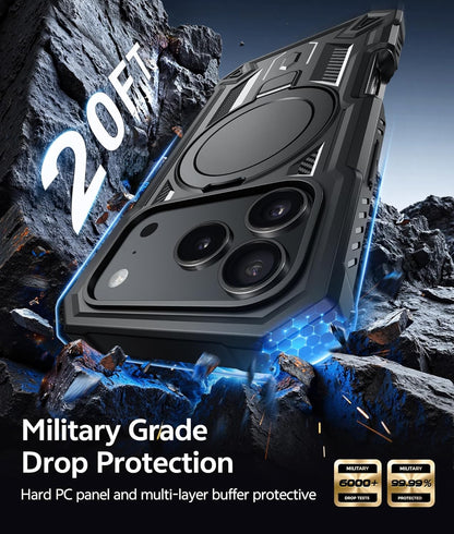 for Iphone 17 Pro Case: Magnetic Stand Case with Built-In Screen Protector Compa