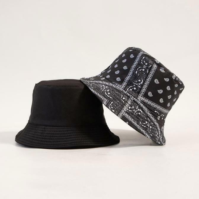 Bandanna Paisley Bucket Hat Cap Double-sided Fisherman's Cap Men Women Cotton