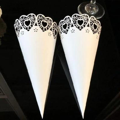 Confetti Cones 50Pcs Laser Cut Love Heart Lace Laying Candy Wedding Party Favors