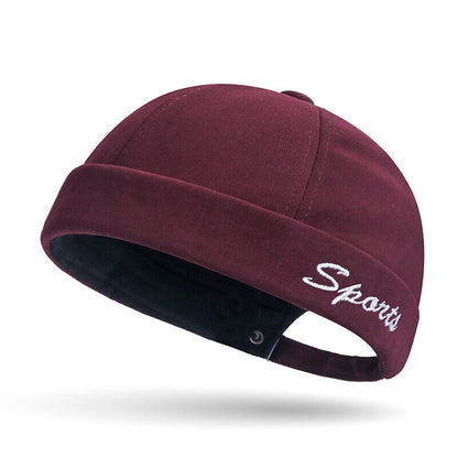Brimless Docker Cap Hat Skullcap Sailor Rolled Cuff Retro Beanie Hats Adjustable