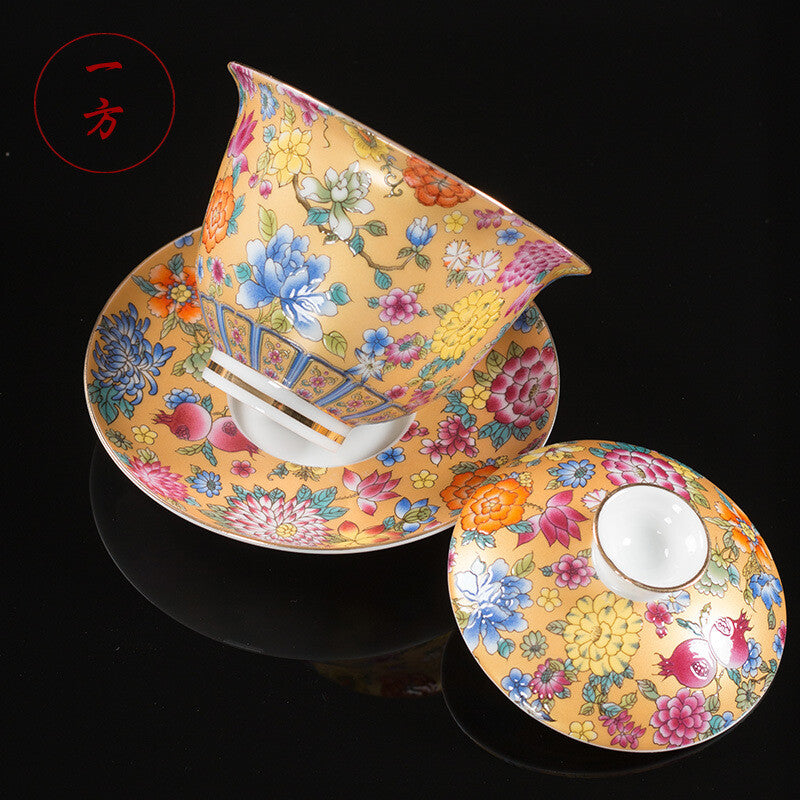 160ml Chinese Jingdezhen Porcelain Gaiwan Tureen Tea Cup Bowl Kung Fu Tea Set