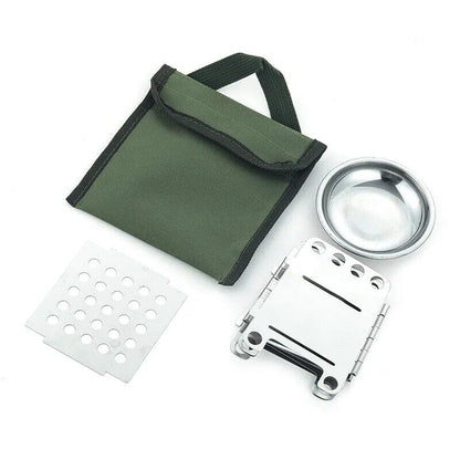 Camping Stove Stainless Steel Outdoor Mini Wood Portable Folding Cooking Toolkit