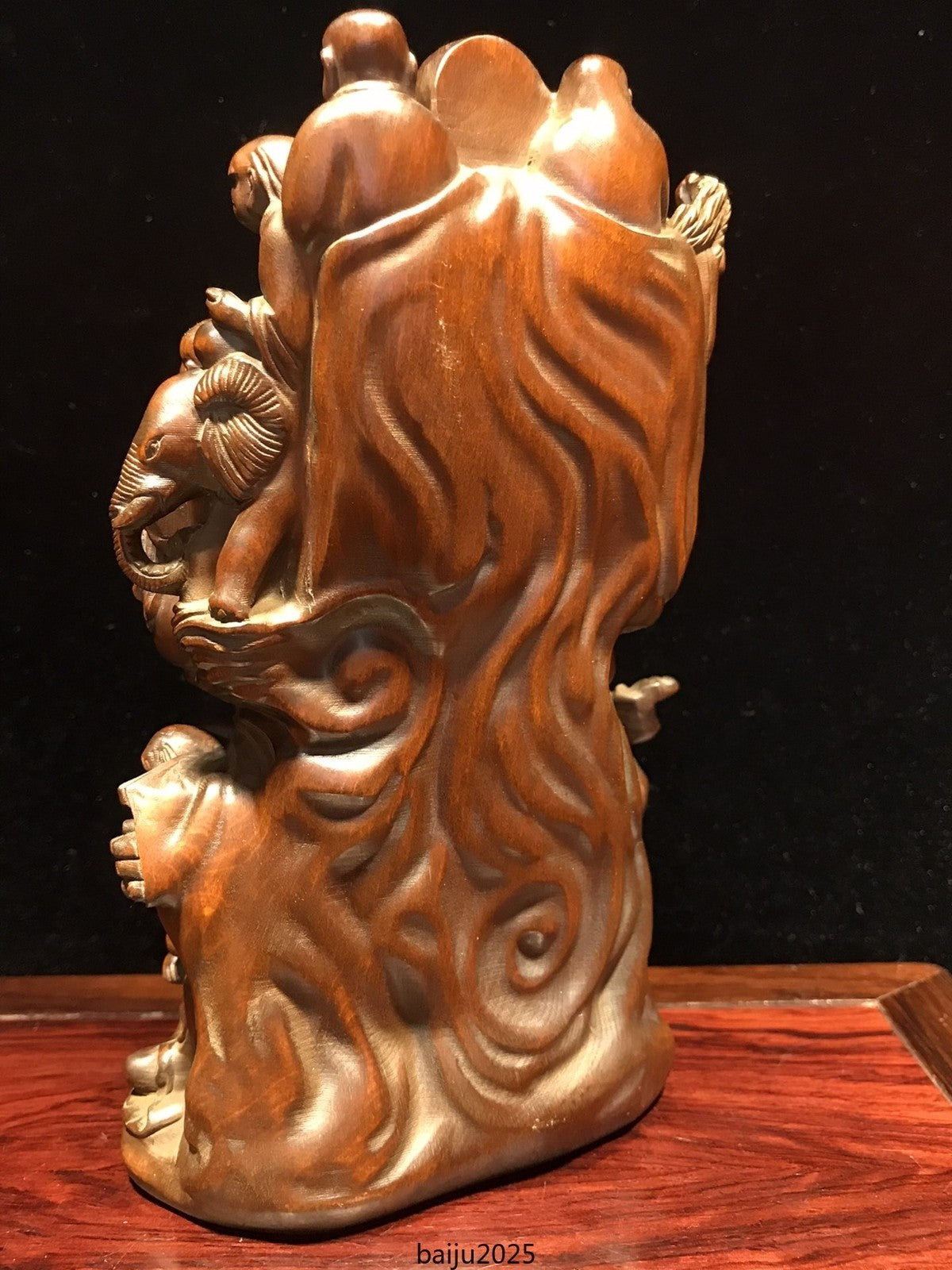 6.1"Chinese Box-wood Carving Buddhism 18 Arhat Shakyamuni Amitabha Buddha Statue