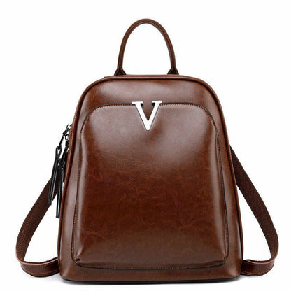 Cowhide Backpack Single Shoulder Bags Knapsack Genuine Leather 26*10*28 CM Brown