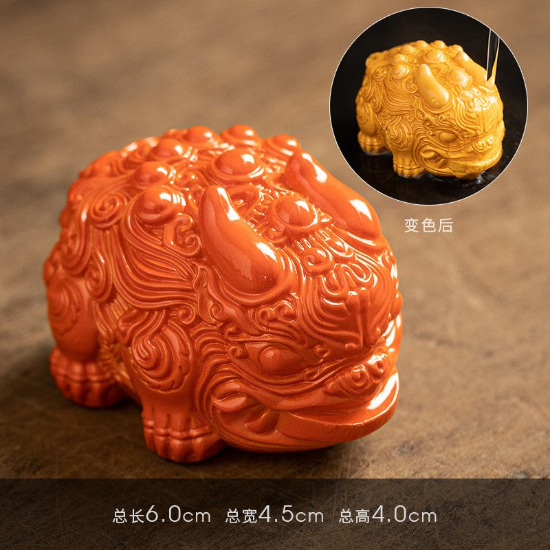 1Pc Color Changing Wealth Attracting Small Pixiu Ornaments Tea Playing Tea Pets