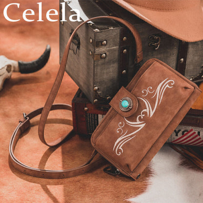 Celela Women Turquoise Concho Embossed Shoulder Crossbody Bag Handbag Wallet GU