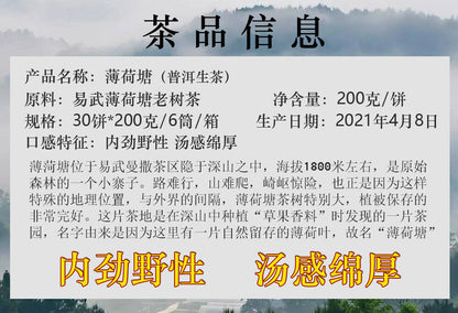 200g MintHotang Ancient Tree Tea Yiwu Old Tree Raw Pu'er First Spring Jiaoji Tea