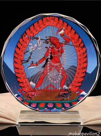 4.33" New Tantric Vajra Yoga Thangka Buddha Statue Crystal Ornaments Craft