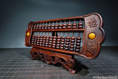 Chinese Natural Boxwood Handcarved Exquisite Ruyi Abacus