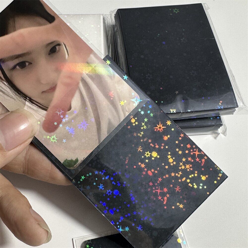 Photo Cards Protective Case 50Pcs Glittery Stars Toploader Bag Sleeves 6.1x9.1cm