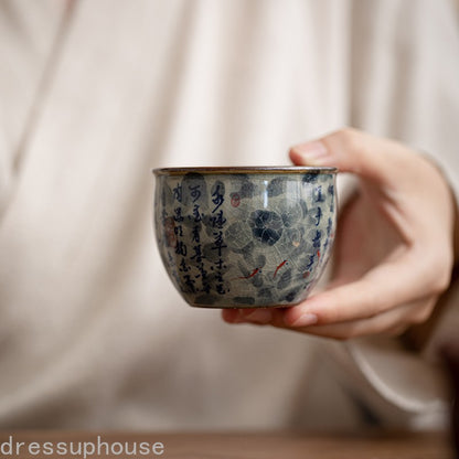 120ml Exquisitely Ceramics Retro Blue and White Porcelain Tea Cup Tasting Cup
