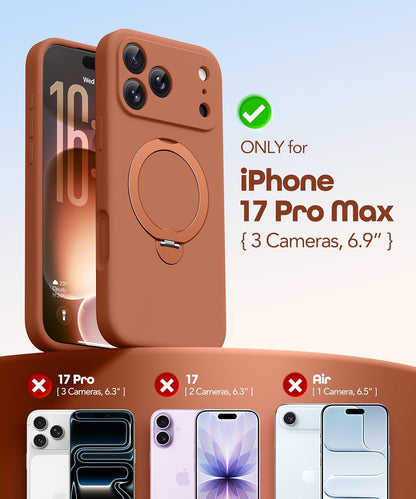 for Iphone 17 Pro Max Case with 360° Spin Magnetic Stand, [Compatible with Magsa
