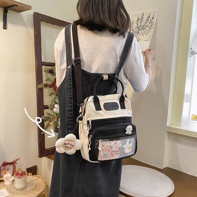 Small Backpack Nylon Bags Lightweight Zipper Bookbag Travel Rucksack 24*9*26 CM