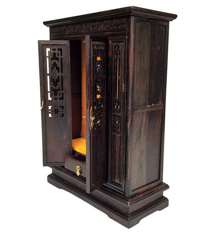 Chinese Rosewood Guan Yin Buddhist Altar Butsudan Shrine God Zen Portable Horse