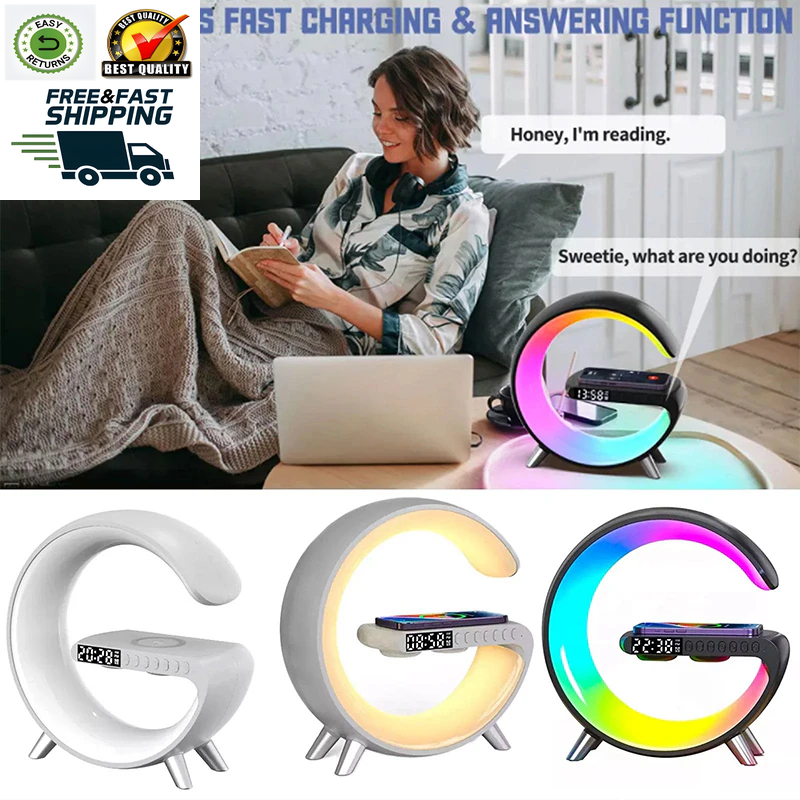 Multifunctional Wireless Charger Alarm Clock Speaker APP RGB Light Fast Charging