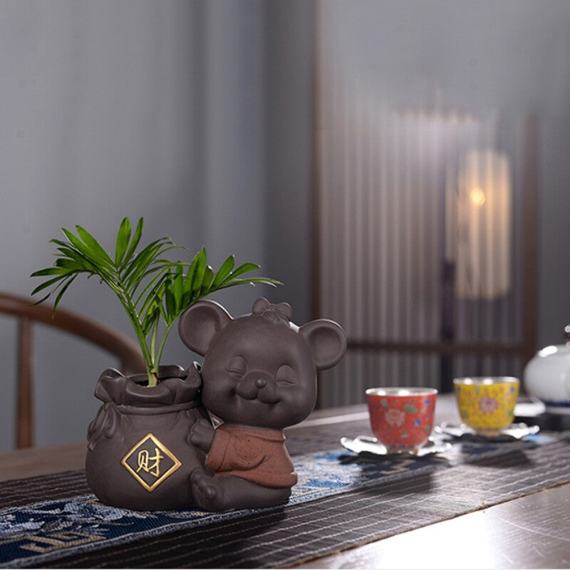 Table Decoration Creative Tea Pet Yixing Zisha Purple Clay Pen Holder Small Vase