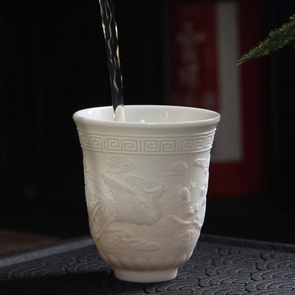 Ceramic Dragon Phoenix Teacup Zen Jade Porcelain Water Mug Creative Tea Cup