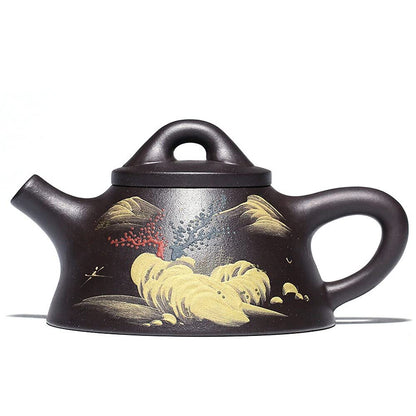 190ml Yixing Purple Clay Pot Handmade Landscape Pattern Teapot Kung Fu Tea Set