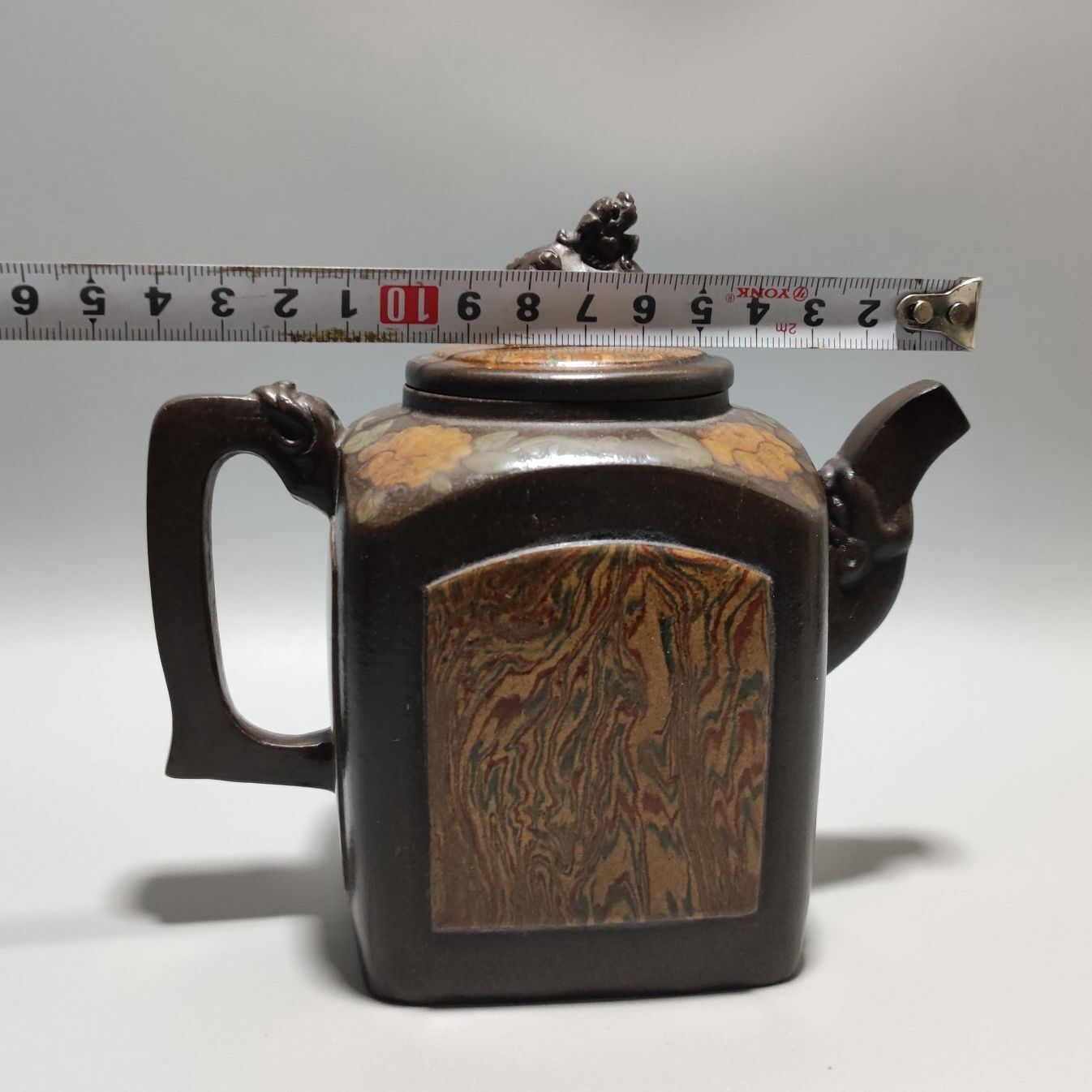 Vintage Chinese Yixing Purple Clay Teapot Zisha Ceramic Carving Beast Teaware