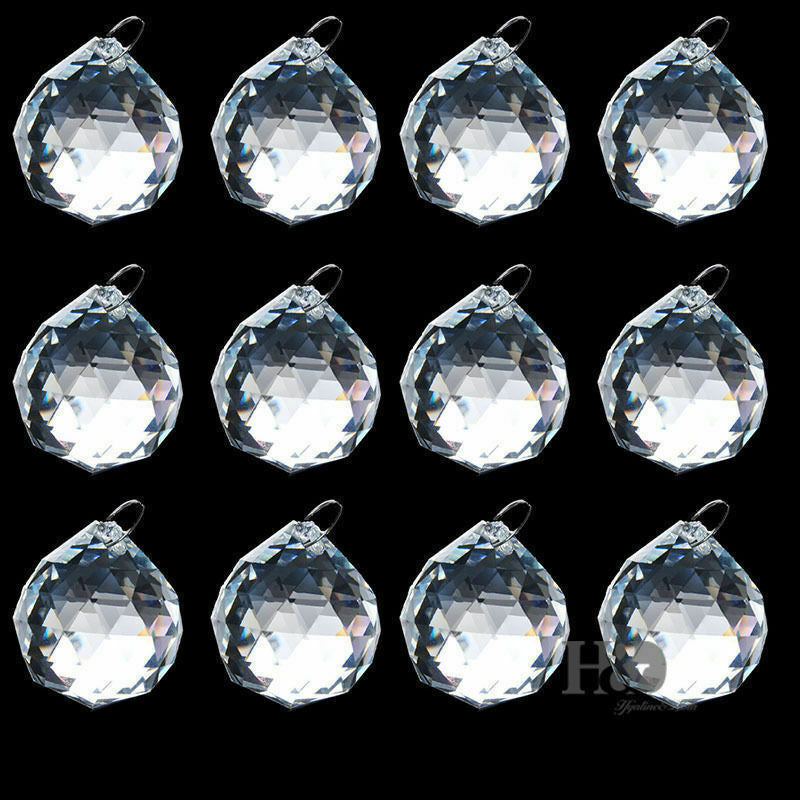 50PCS Clear Crystal Glass Chandelier Light Ball Lamp Prisms Drop Pendant 20MM ……