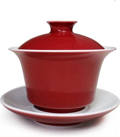 Porcelain Gaiwan 5oz/150ml Teacup Chinese Cover Bowl Tea Cup Lid Saucer Set