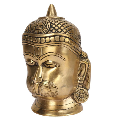 Brass Hanuman Ji Head Idol Bajrangbali Sankat Mochan Statue Figurine Decor