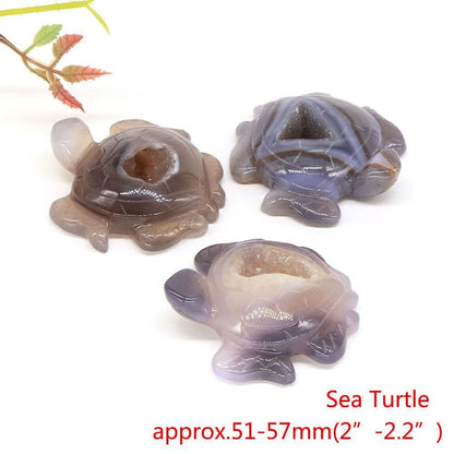 Animal Figurine Natural Stone Swan Eagle Fish Owl Penguin Statue Crystal Carving