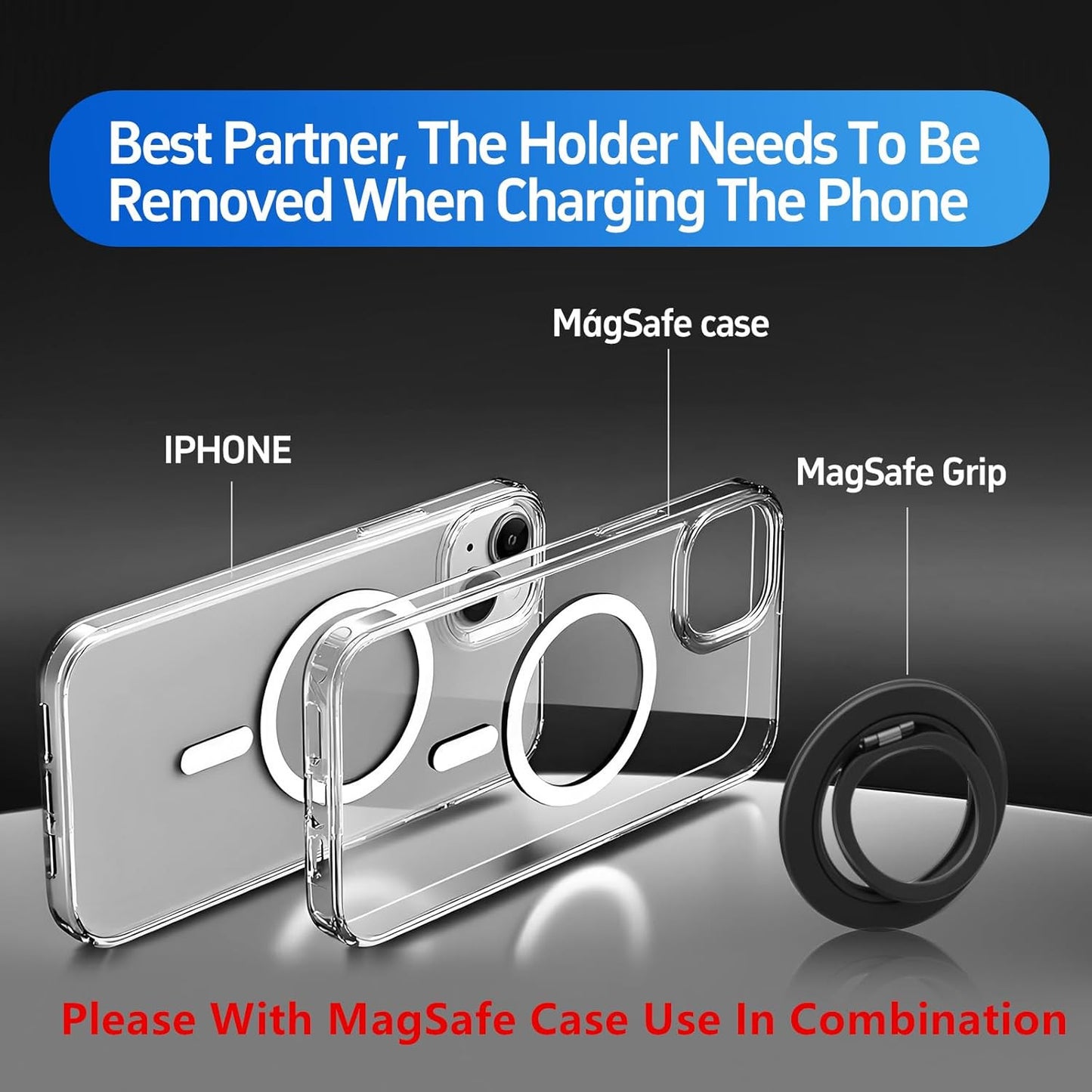 Magnetic Phone Ring Magsafe Phone Grip, Magnetic Cell Phone Stand Holder Finger