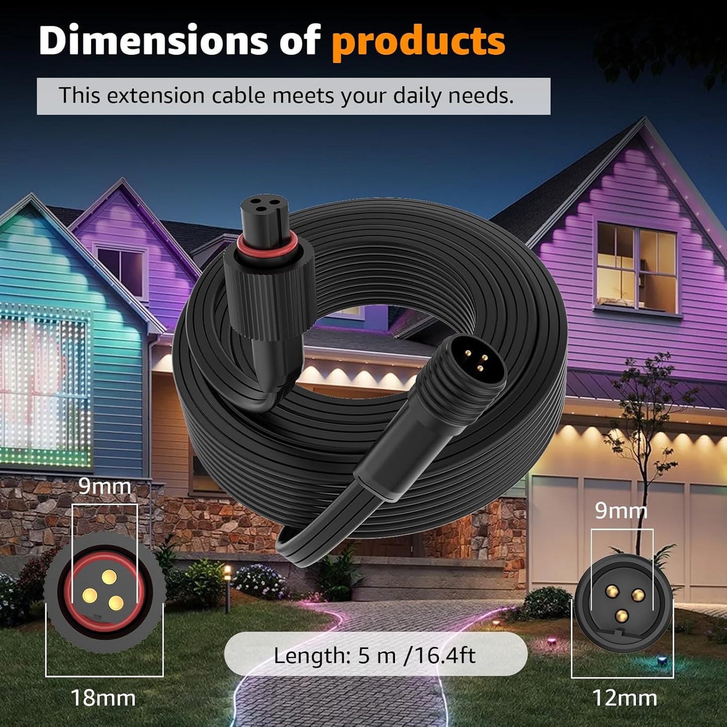 Extension Cable for Govee Permanent Outdoor Lights Pro, IP68 Waterproof Extensio