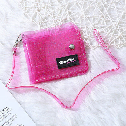 Transparent PVC Purse Card Bag Bus Card Cover Folding Wallet KidID Piece Set