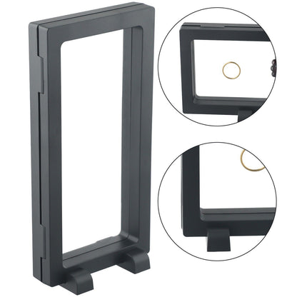 2Pcs 3D Floating Coin Display Frame Box Jewelry Holder Case W/ Stand Kits