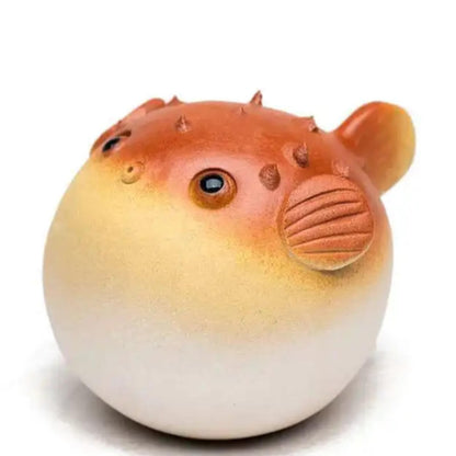 Handmade Cute Globefish Statue Tea Pet Ornament 5.8cm Chinese Tea Set Decor