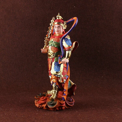 10.2"in Small Resin Buddha Statues Seiko Painting Weituo Bodhisattva Kalan