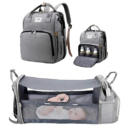 3-in-1 Baby Travel Diaper Bag with Foldable Bed