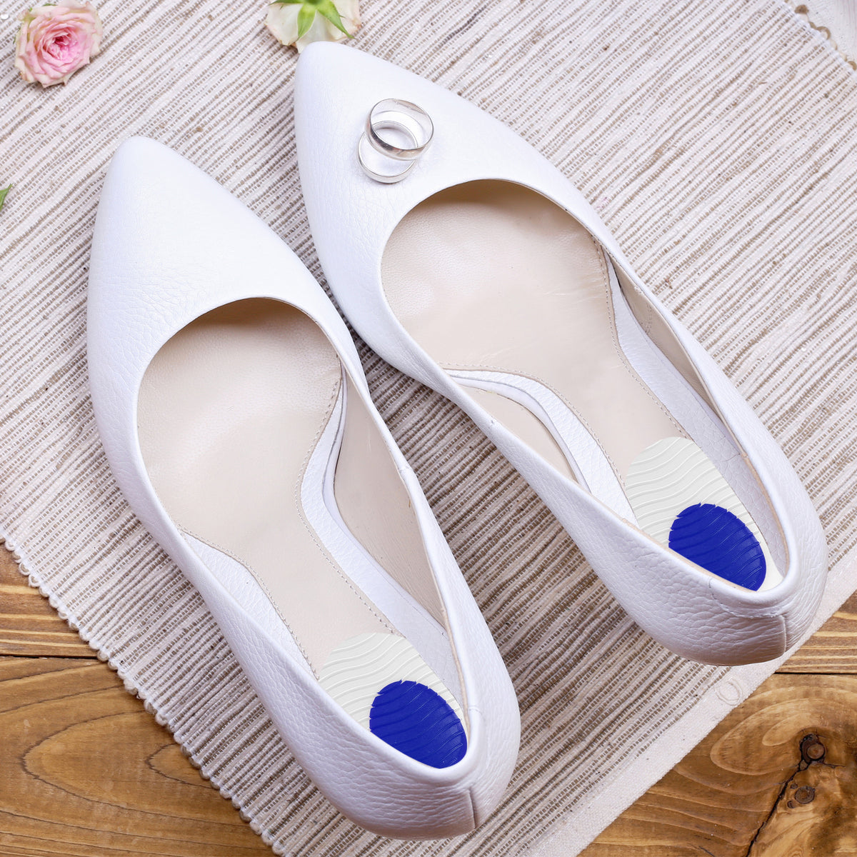 6Pcs Silicone Heel Support Cup Pads Ripple Pattern Blue Size 40-46