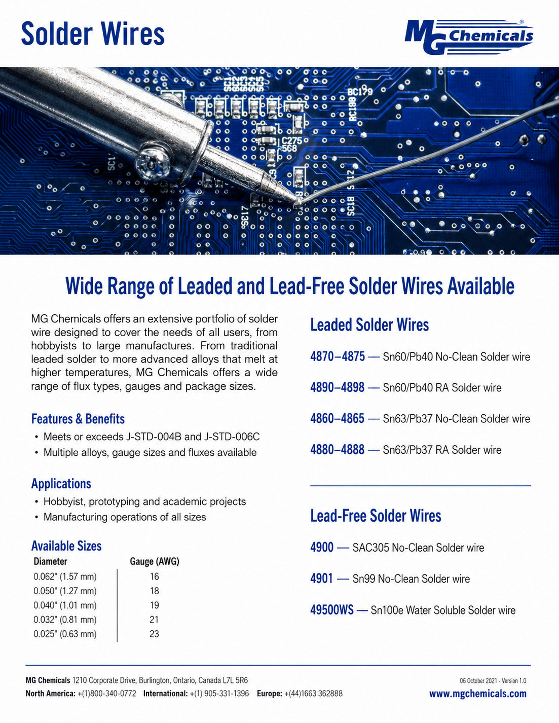 MG Chemicals 63/37 Rosin Core Leaded Solder, .32" Diameter, .6 oz Pocket Pack