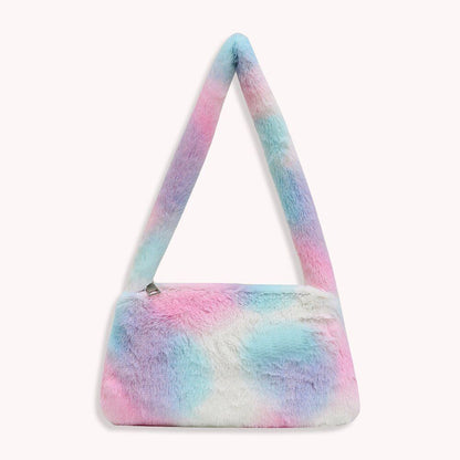 Fashion Plush Fluffy Shoulder Crossbody Handbag Vintage Portable Underarm Bags