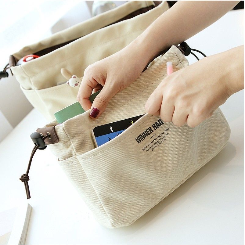 Canvas Organizer Inner Bag Makeup Handbag Lightweight Traveling Storage Purse