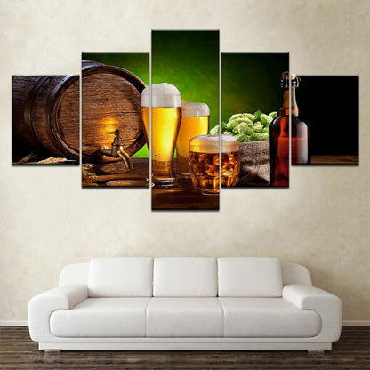 HD Home Decoration Modern Canvas Living Room Printed 5P Beer Barrel No Framed