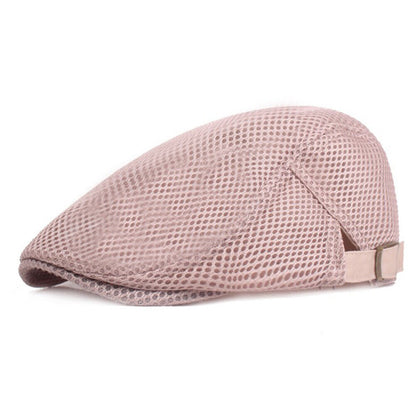 Unisex Casual Beret Hat Flat Cap Breathable Mesh Cap Newsboy Style Adjustable