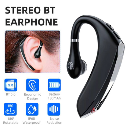 Bluetooth 5.0 Earpiece Wireless Headset Noise Cancelling Earbuds Driving Trucker