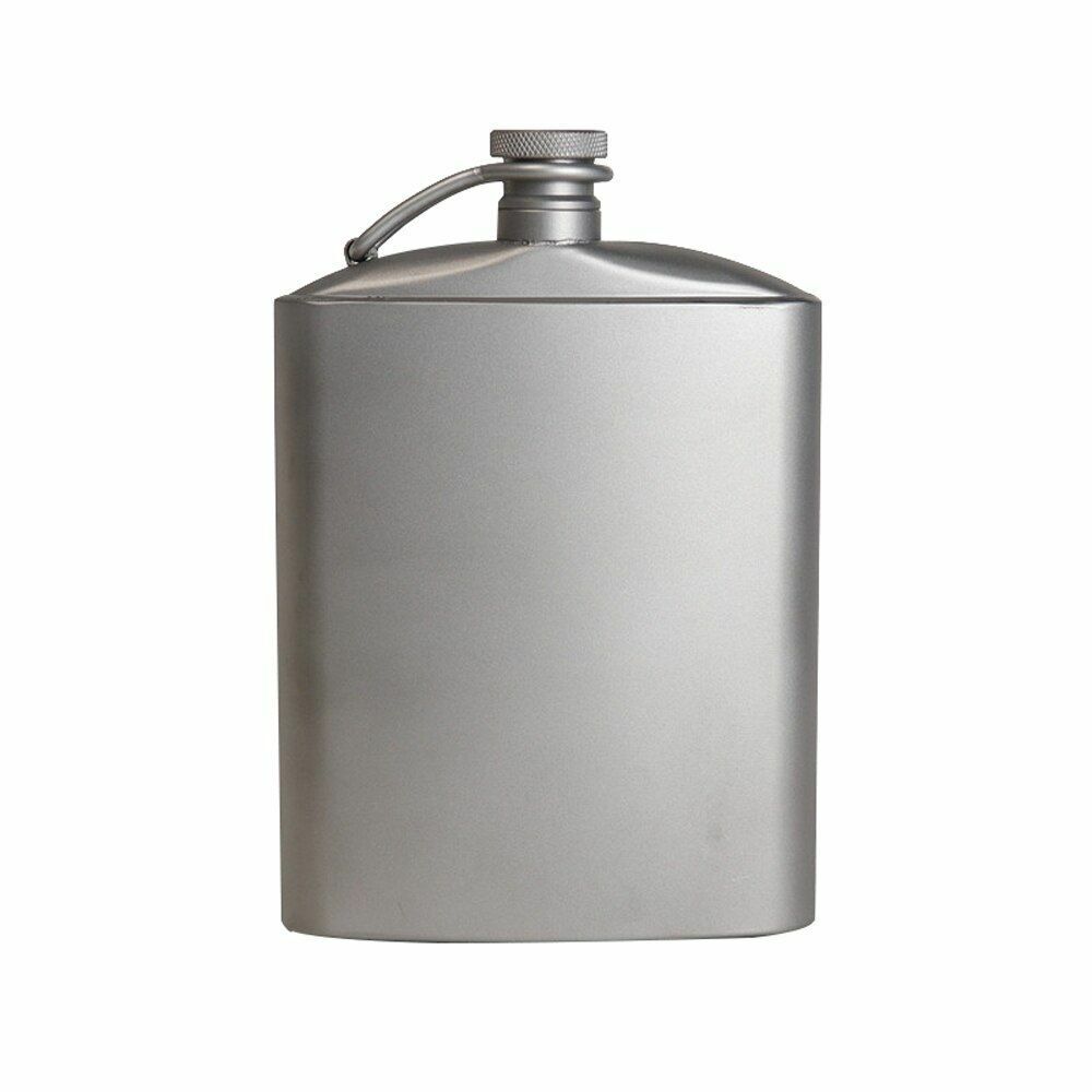 Titanium Flask 220/260ml Wine Hip Flagon Screw Cap Clip Funnel Ultralight Flat