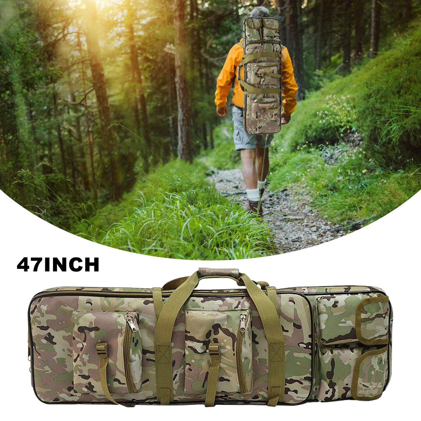 47"Tactical Carbine Rifle Range Molle Bag Gun Padded Case Storage Backpack USA