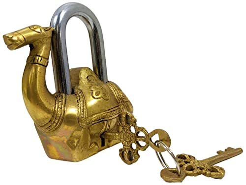 Solid & Sturdy Brass Camel Padlock(4"Lx4.25"Tx1.2"W) w\ 2 Keys (3.1" Hx1.4"W)